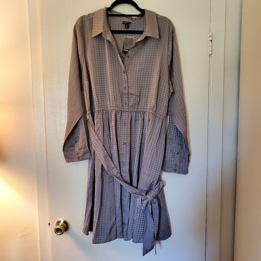 Torrid Elegant Gray Button-Up Dress